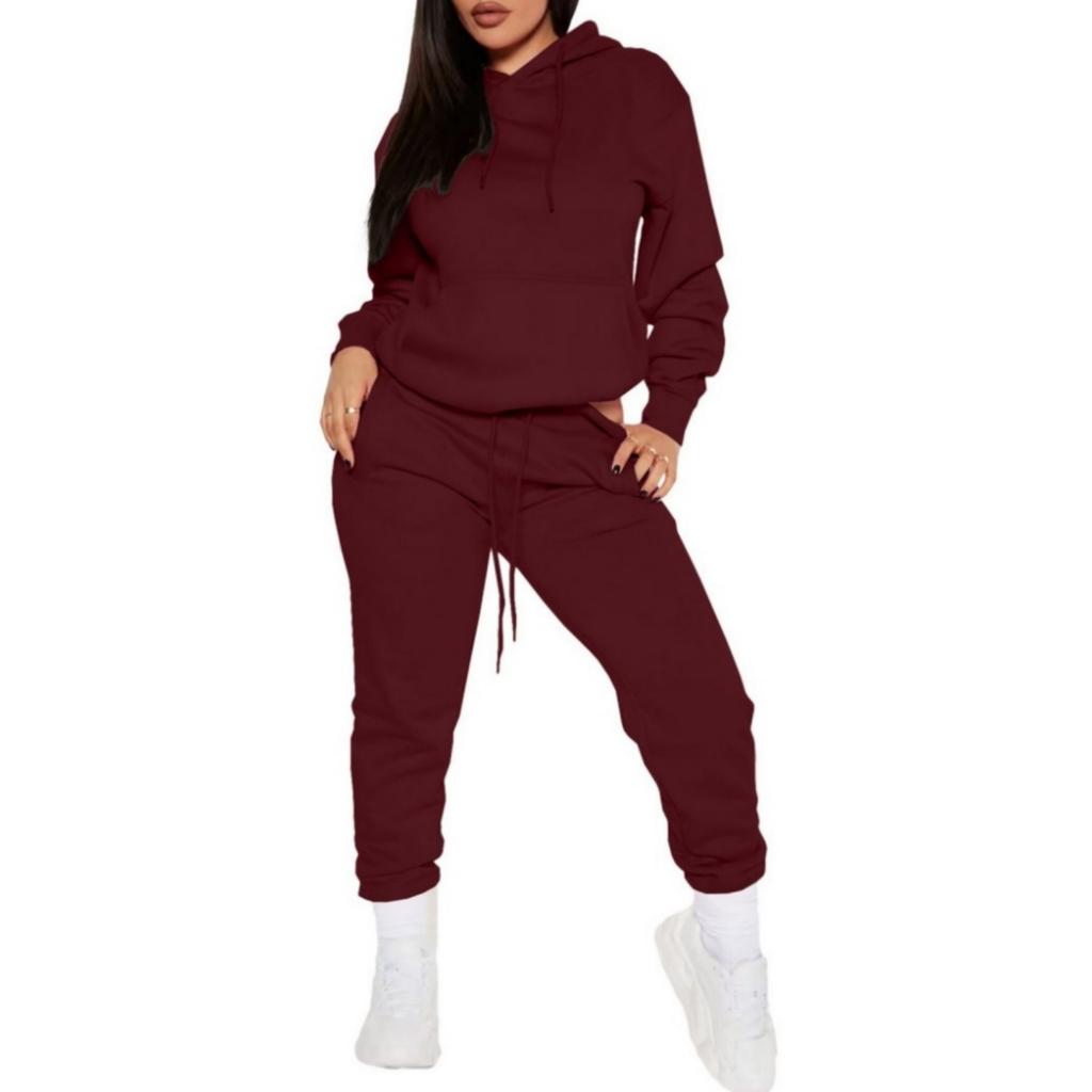 Fashionable Women's Casual Sweatshirt Hooded Sports Suit