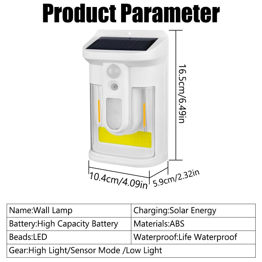 LED Outdoor Solar Wall Light Tungsten Filament Garden Lamp with Motion Sensor Night Lamp 3 Modes Solar Light for Courtyard Fence
