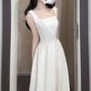 White Sleeveless Long Women's Early Summer White Moonlight Early Spring Beautiful Slim Waist Birthday Skirt Suspender Dress