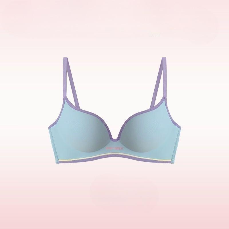 Women's Colorful Dopamine Seamless Bra Push Up Underwear for Small Bust Wireless Style