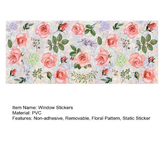 Rainbow Window Privacy Film Floral Static Sticker Glass Decals with Iridescent Effect Removable Window Sticker for Home Bathroom Door Car Windows