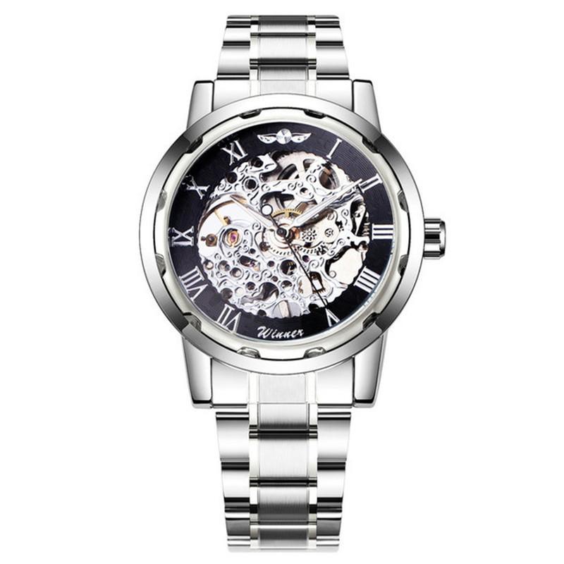 18 Colors Winner Men'S Fashion Business Casual Hollow Room Gold Strap, Manual Mechanical Watch