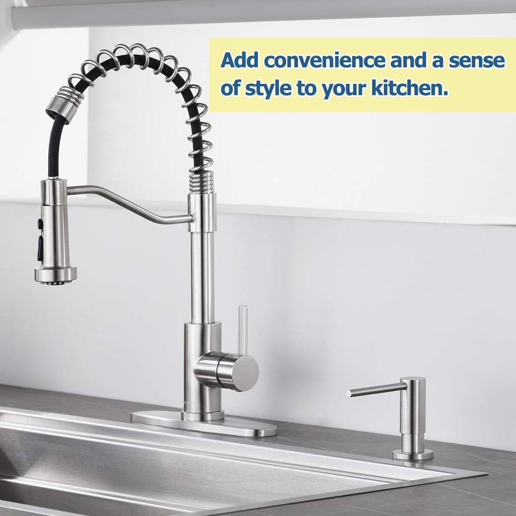 Brushed Nickel Stainless Steel Countertop Soap Dispenser SUS304 Kitchen Soap Dispenser Built-in Hand Pressure Bottle 500ml Hand Sanitizer Detergent