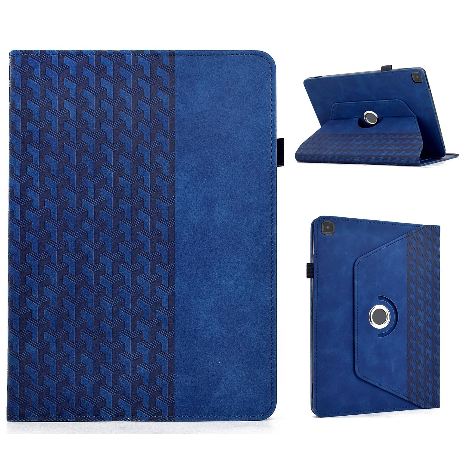 

For Samsung Galaxy Tab A7 10.4 (2020) T500/T505 Case Rotating Stand Building Block Imprinted Leather Tablet Cover Blue