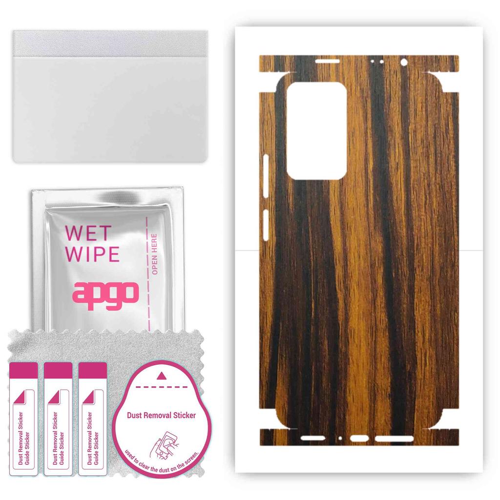 apgo Adesivo Protettivo Skin per retro+lati compatibile con Xiaomi Redmi Note 11 Pro Plus, Pellicola Avvolgente Completa, Pellicola, Vinile - Motivo Tigerwood