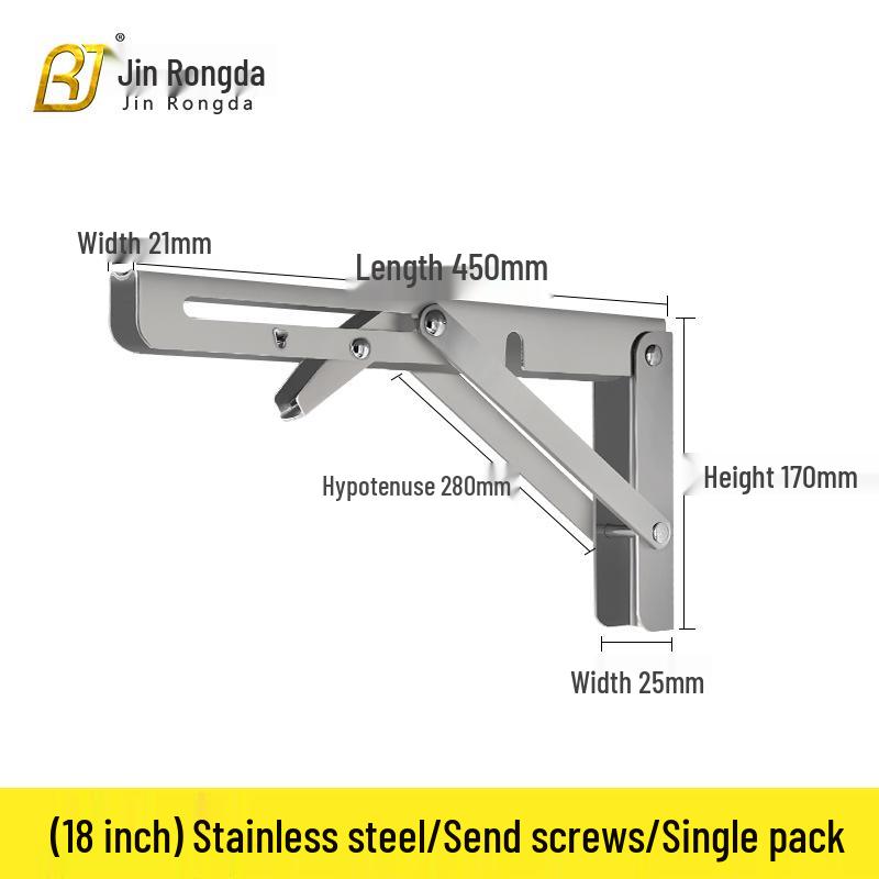Stainless Steel Foldable Triangle Shelf Bracket Wall-Mounted Storage Rack