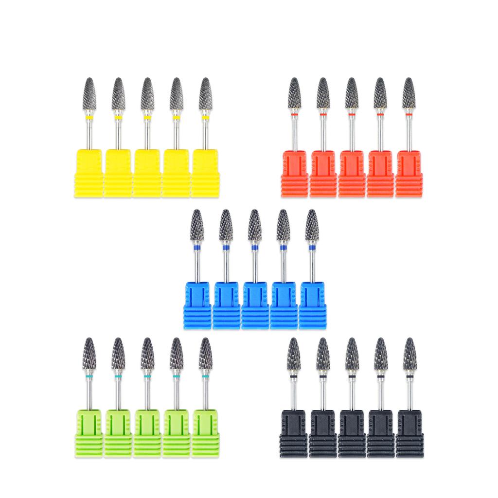 5Pcs Dental Carbide Burs Strawberry Lab Drill 2.35Mm Shank Tungsten Steel Cutters for Manicure