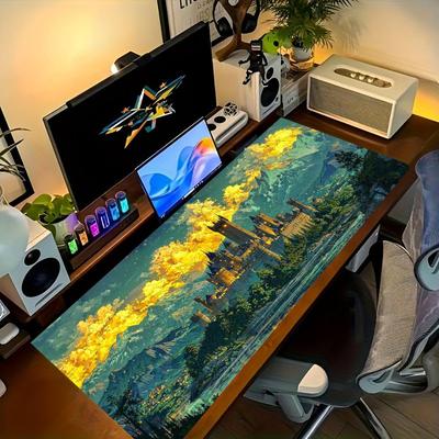 Fantasy Castle Mouse Pad Large Computer Office Game Table Mat Rubber AntiSlip Stitched Edge Keyboard Mats 90x40 Xxl Desk Pads