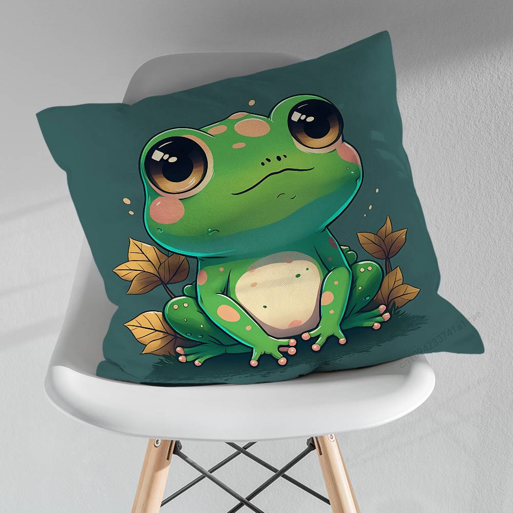 Cute Cartoon Art Frog Various Sizes Square Pillow Case For Car Home Bedchamber Decor Birthday Gift