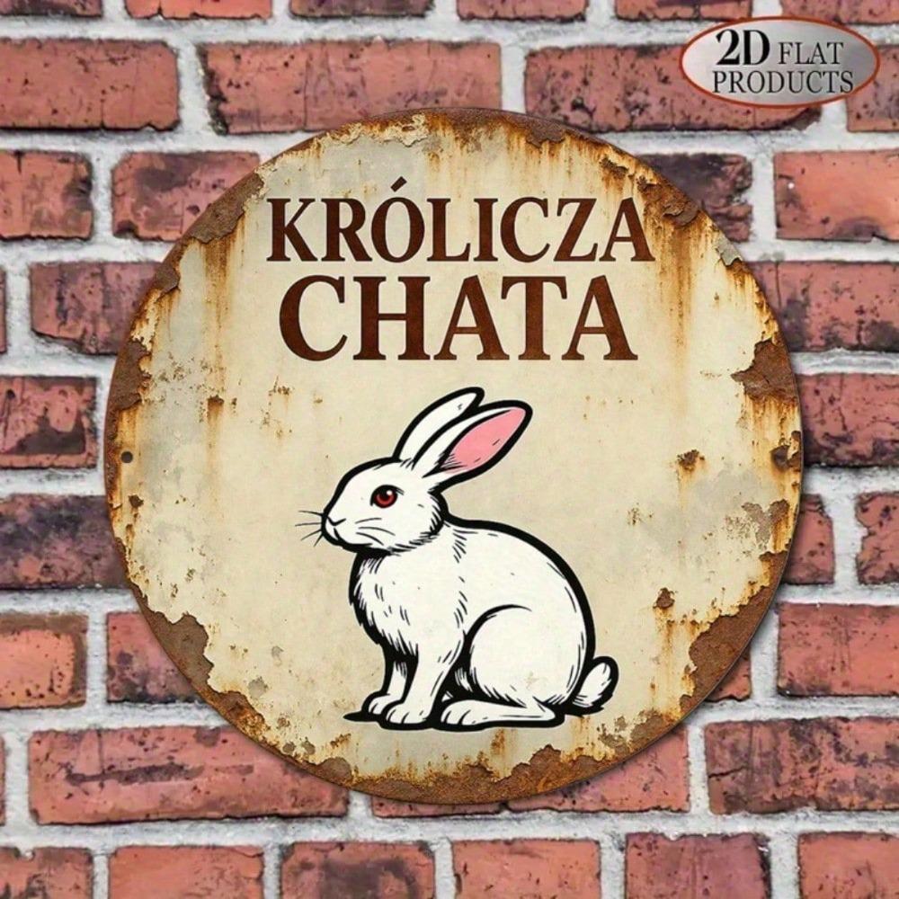 Vintage Metal Wall Art Rabbit House Sign Rustic Kitchen Decor