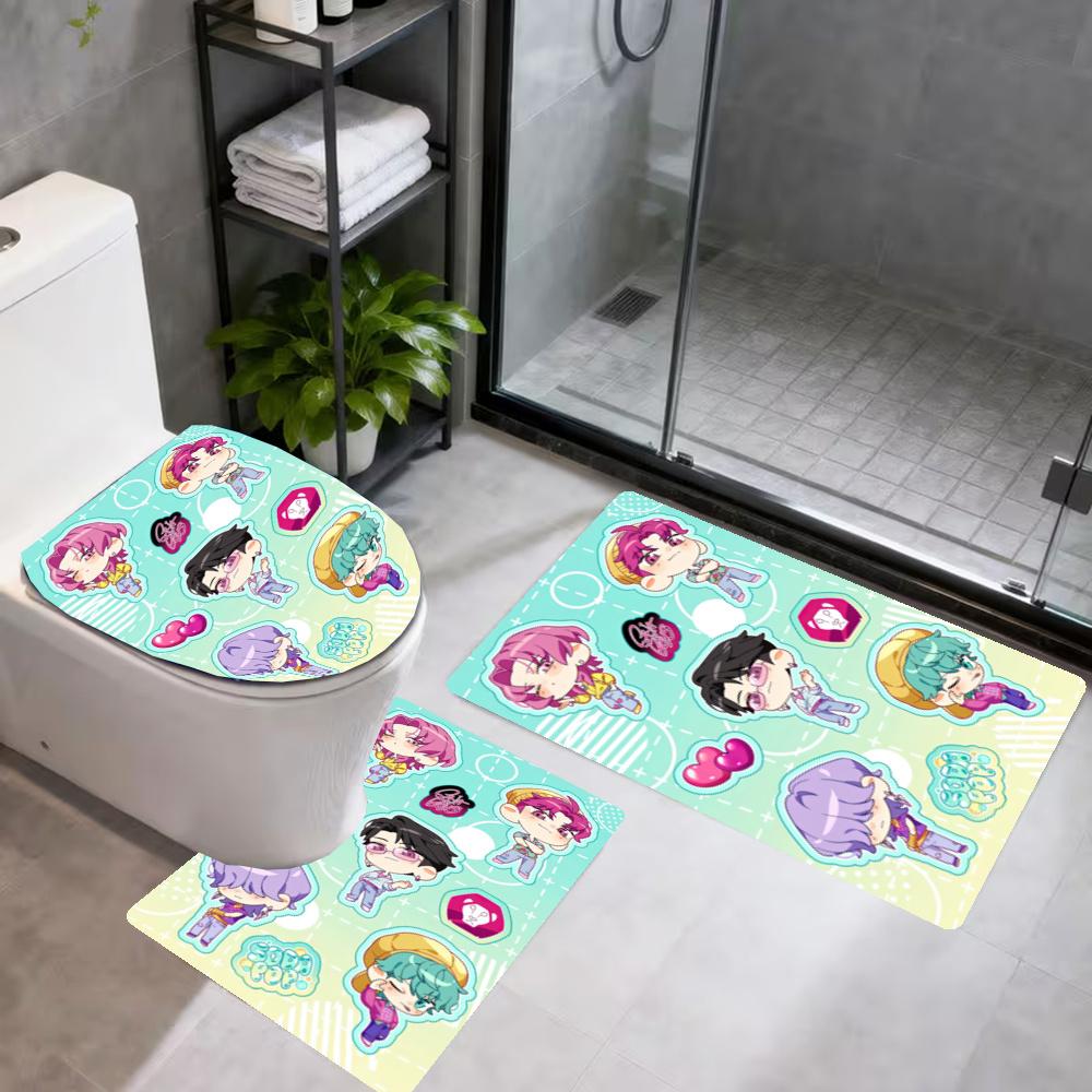 Saja Boys6 Bathroom 3Piece Flannel Mat Set Bath Mat Set Toilet Coverushaped Foot Pad Gift Bathroom Decor