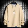 Men's Spring and Autumn Four Seasons Plus Size Thin Hoodless Round Neck Pullover Long Sleeved T Shirt Loose Blouse