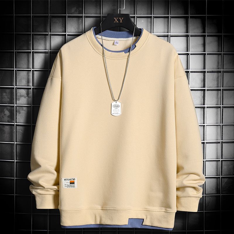 

Мужская весна и осень Четыре сезона плюс размер Тонкий без капюшона круглый вырез свитер с длинными рукавами футболка свободная блузка M