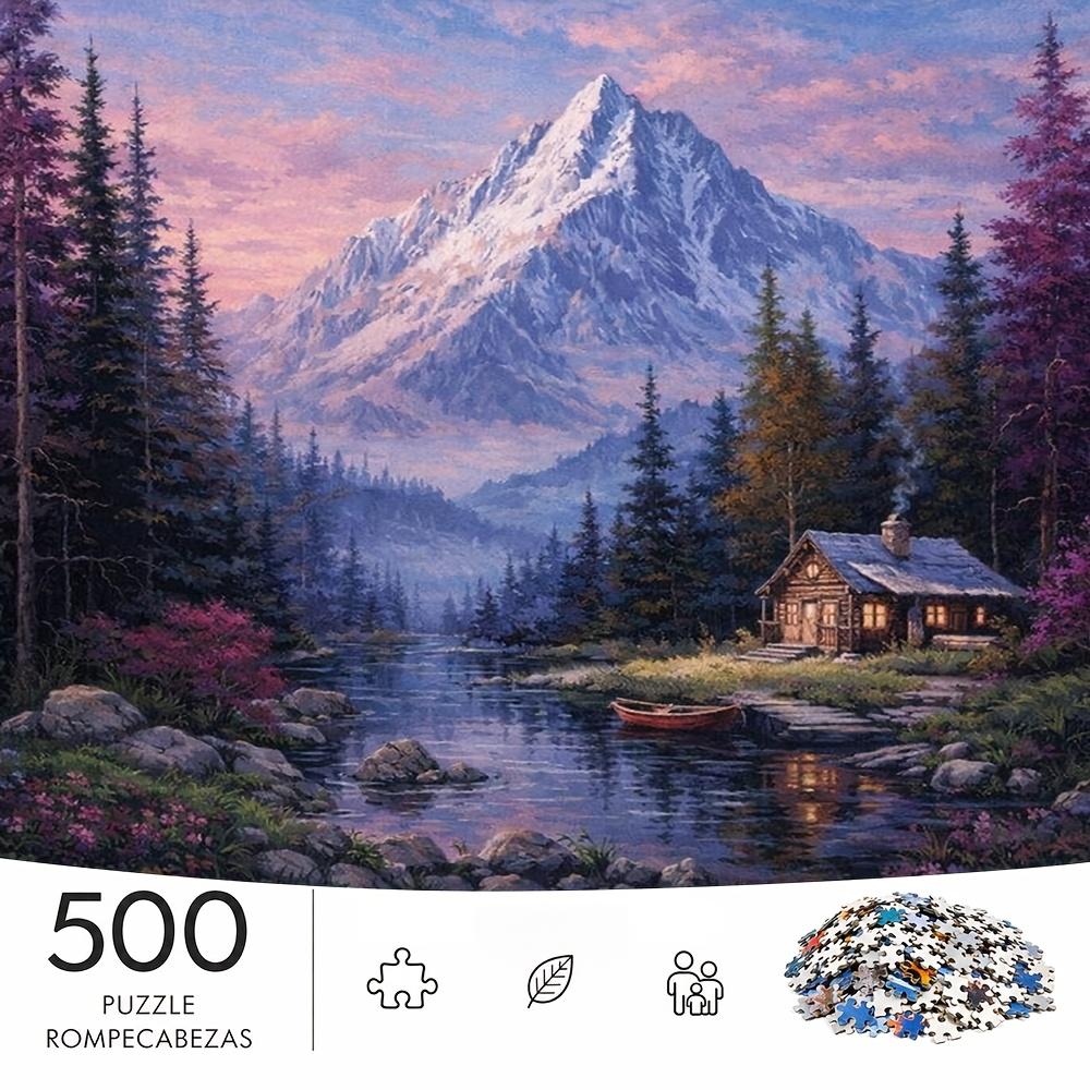 500pcs/Puzzle Game for Training Endurance And Logic - Exquisite Puzzle - (Mountain Peak Dawn Reflecting Forest by Stream) Suitable for Living Room Dec
