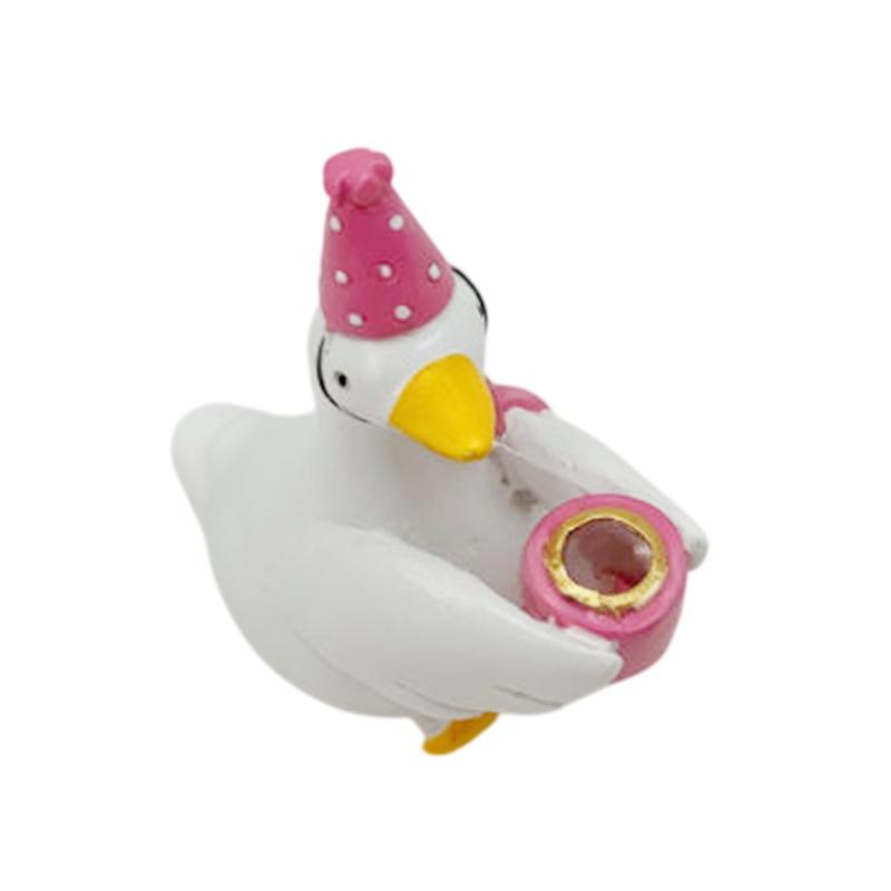 Cute Goose Candle Holder Aesthetic Pink Party Hat Goose Statue for Wedding Reception Table Home Shelf Decor Gift
