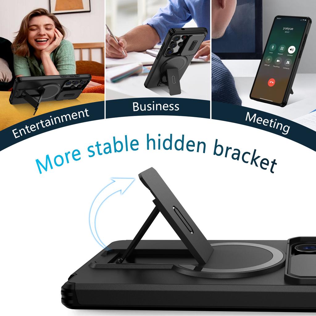 Objektivschutz Kamera Handyhülle für Samsung Galaxy S25Ultra S24Ultra S25 S24 Plus S24FE S25FE S24 S25 Magnetische Ständerabdeckung