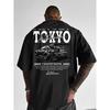 T-shirt Grafica Nera, 1 pz, Tokyo Racing Fantasia Racing Minimalista Manica Corta da Uomo