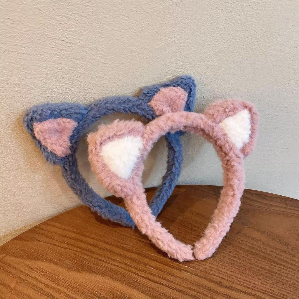 Korean Cute Cat Ear Plush Headband - Fluffy Autumn/Winter Hair Accessory