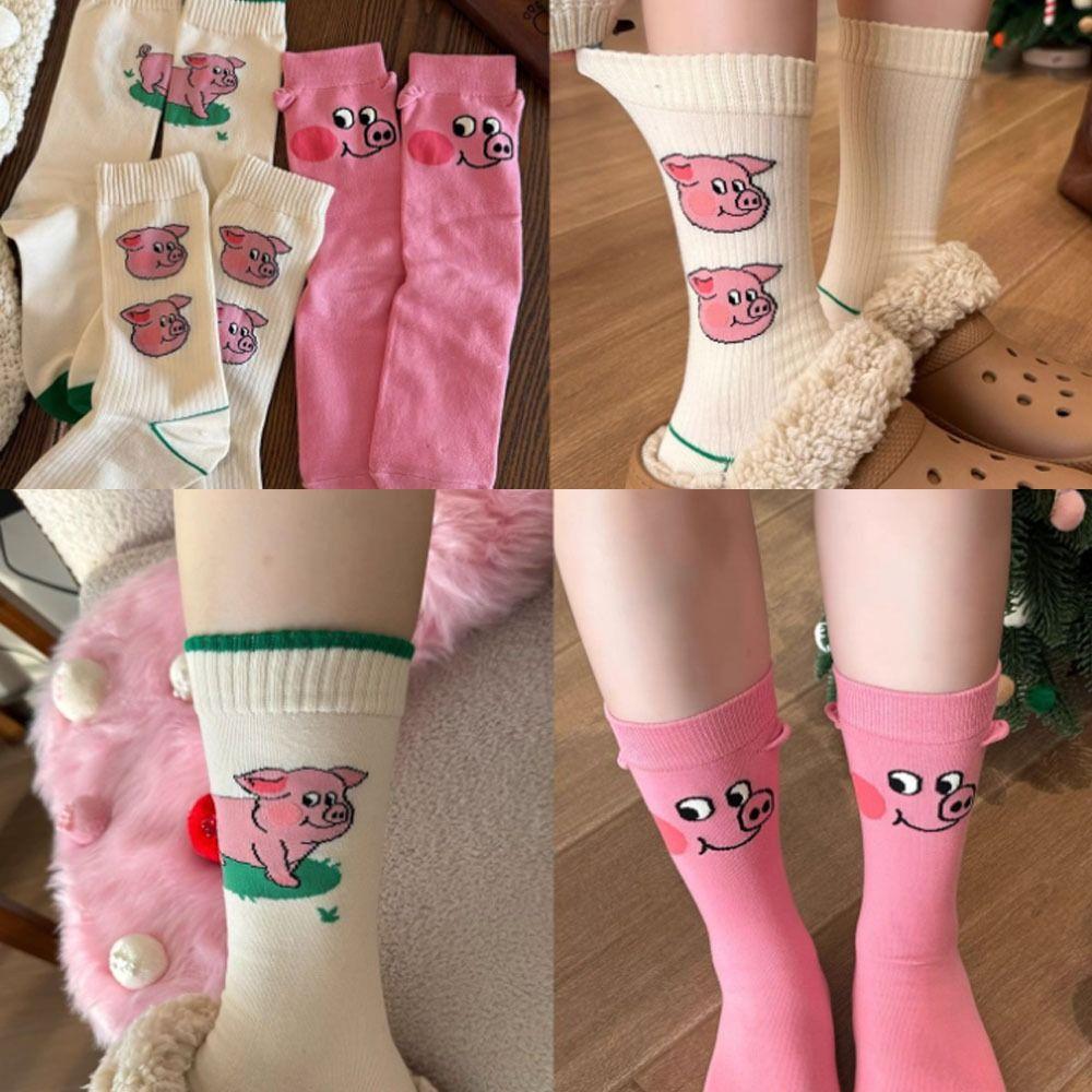 Cotton Funny Socks Harajuku Street Mid Tube Socks New Cartoon Pig Socks