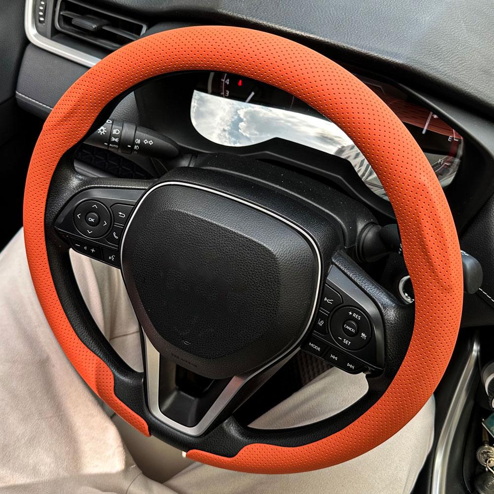 2025 Universal Non-slip Absorb Sweat High-end Round Breathable Leather Car Steering Wheel Cover Protector Auto Accessories