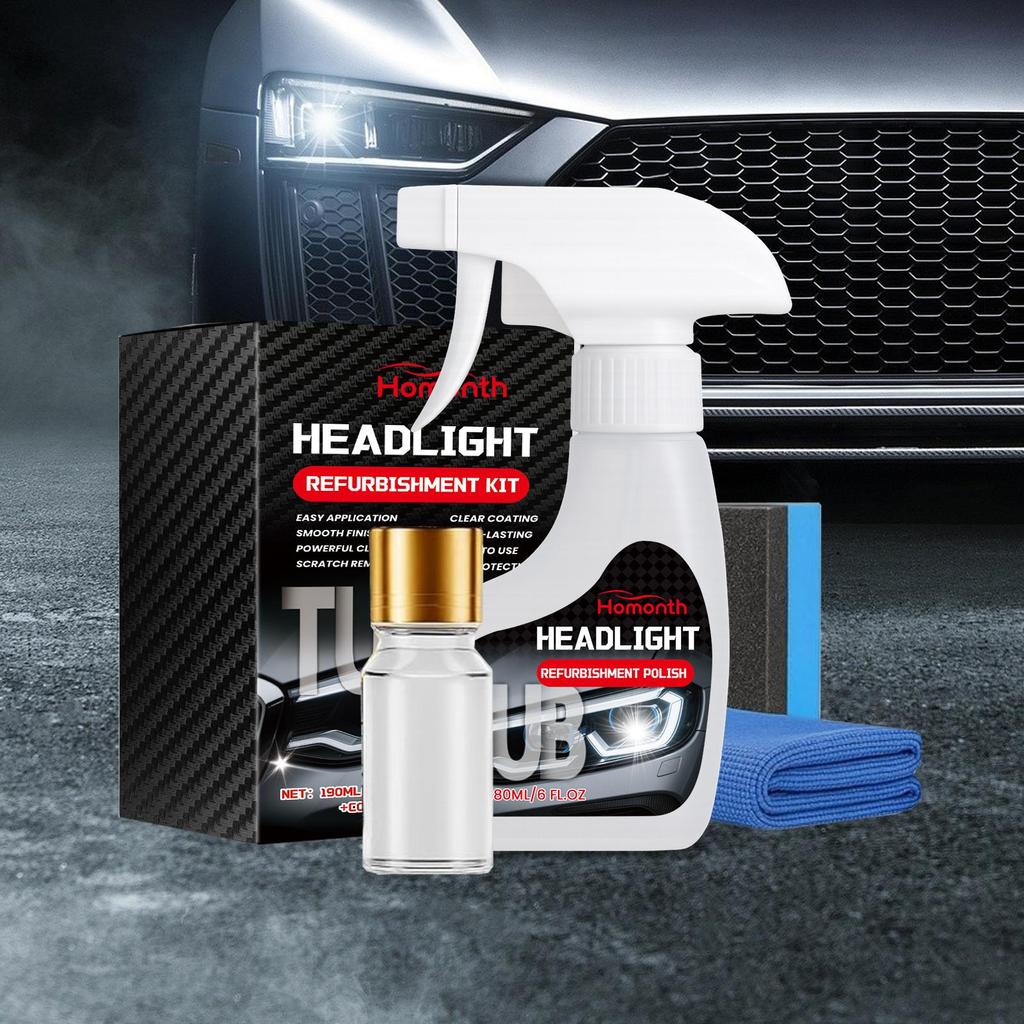 Homonth Car Headlight Care Kit, Car Light Cleaning, Renovation and Polishing, Removes Oxidation, Improves Transparency, 1 Set