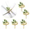 6pcs Green Gold Rhinestone Lily Napkin Rings Wedding Table Decor