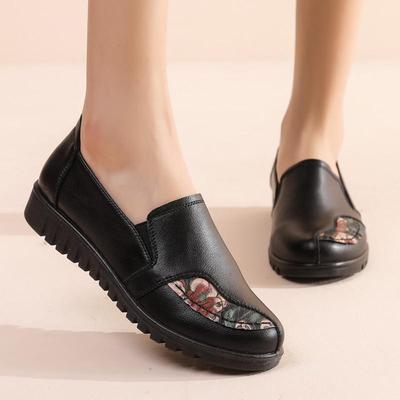 Zapatos de Cuero Genuino para Mujer con Suela Blanda - Cómodas Bailarinas Antideslizantes para Edad Media y Avanzada, Tallas Grandes Disponibles