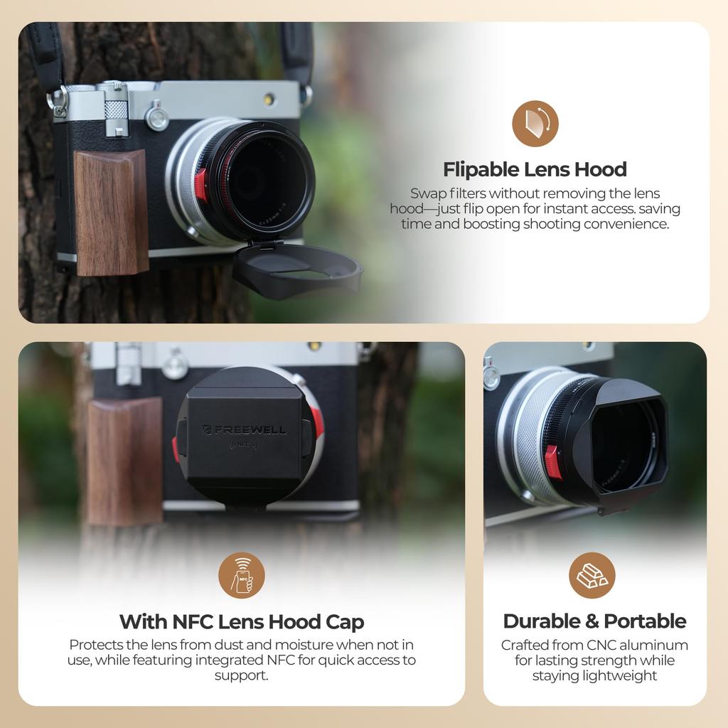 Freewell Integrated Filter Lens Hood for FUJI Hybrid CPL Black Mist Black GFX100RF, & Filter, (FW-GFX100RF-RLH-B)
