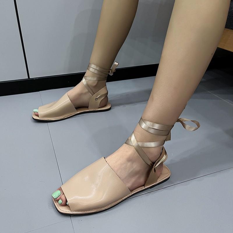 

модні босоніжки жіночі 2024 новий літній феєричний стиль відкритий носок римське взуття пляжне взуття жіночі босоніжки на ремінці 43 хакі