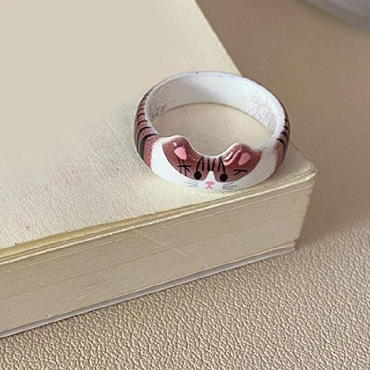 Cartoon Tropfenglasur Katzenring Tierisches Thema Fingerband Schmuck Handgefertigte Accessoires für den Alltag oder zum Verschenken