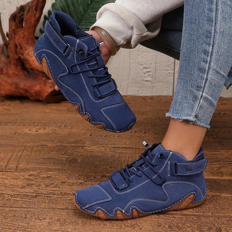 New Retro Luxury High-quality Casual Lace Up Loafers for Women s Flat Boots Fashionable Gym Training Hiking Shoes Platform Boots 38 темно-синий 4290₽