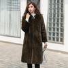 Imitation Rex Rabbit Hair Imitation Fur Jacket Women's Autumn and Winter Imitation Mink Hair Coat Medium and Long Thickened Large Size Hooded