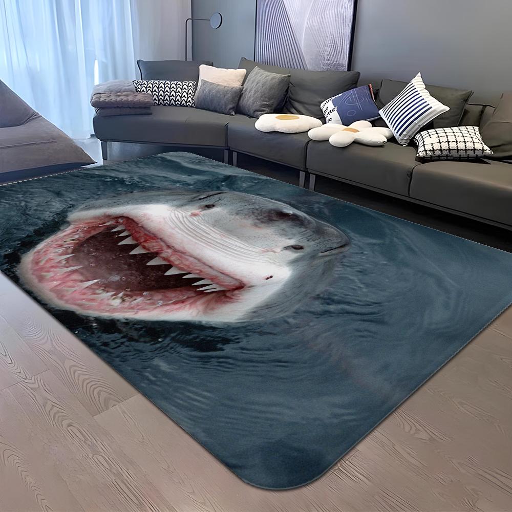 Funny Shark Floor Mat Non-Slip Laundry Room Mat Laundry Decor Balcony Child Living Room Bedside Mats