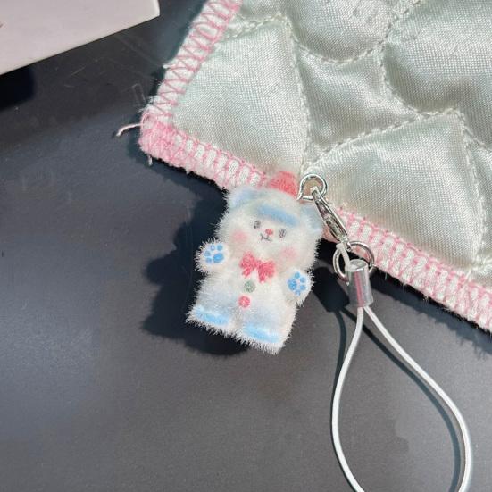 Bag Pendant Lightweight Mini Bear Charm Keychain with Soft Flocking Texture Lanyard Phone Bag Gift Accessory