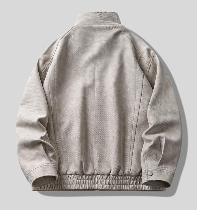 High Street Trend Suede Embossed American-Style Men's Jacket - Spring/Autumn, High-End Loose Stand Collar Design