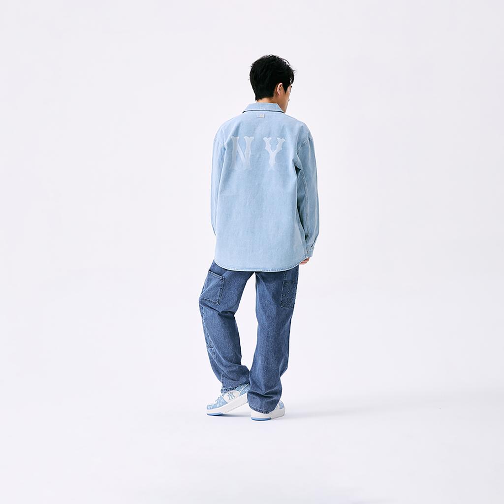 New MLB New York Yankees Basic Collection SS25 Long-Sleeved Shirts Unisex Light Blue 3ADRB0151-50BLL