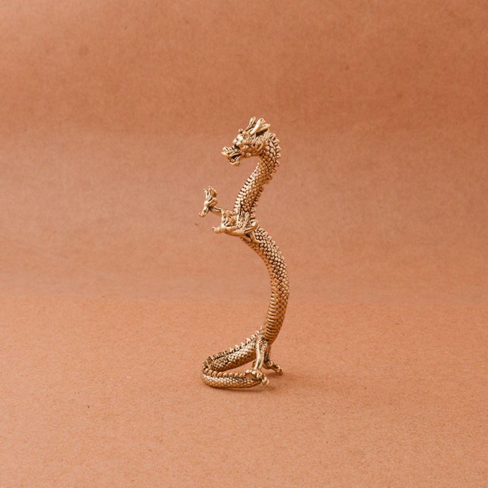 2pcs Zodiac Dragon Brass Dragon Figurines Vintage Dragon Ornament Birthday Wedding Gift
