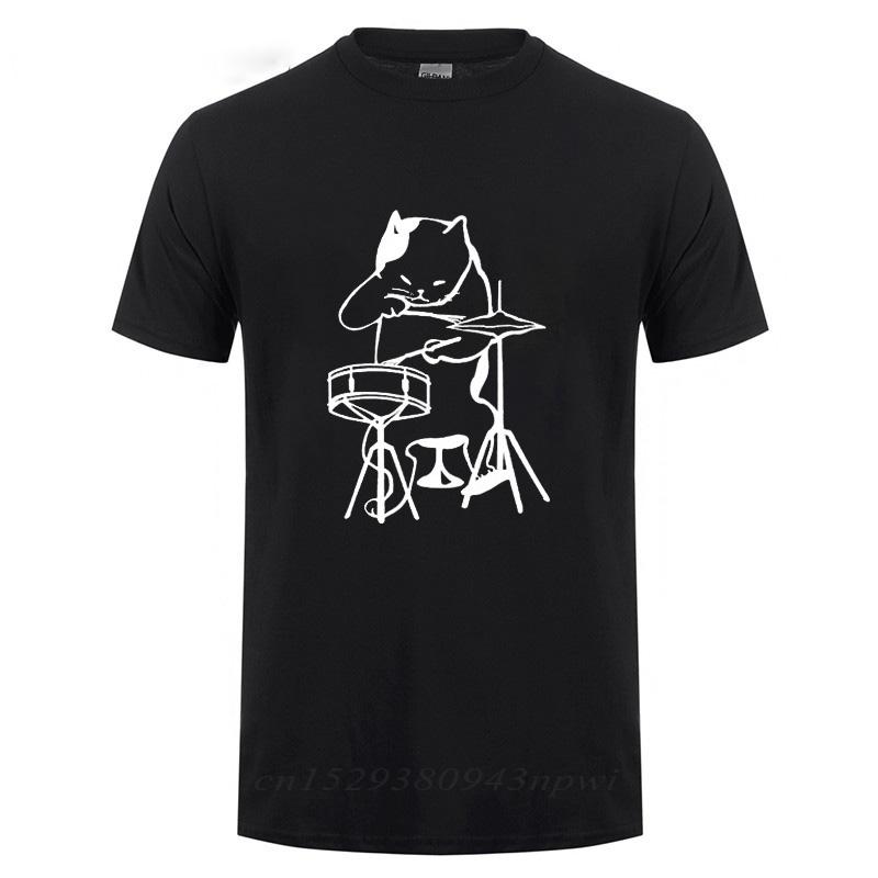 The Musician Cat Playing Drums TShirt Funny Birthday Gifts For Men Male Drummer Cat Lover Cool Cotton T Shirt Hip Hop Tshirt