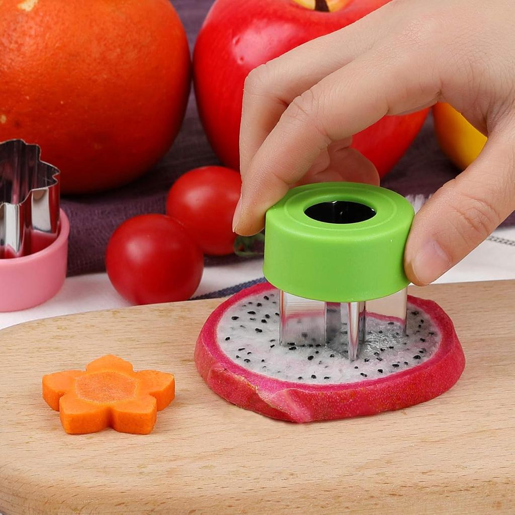 8 Pcs Stainless Mini Pressed Fruit Vegetable Printing Cutting Die for Kids Bento Lunch Sandwich Fondant Cheese Baking Food Prep