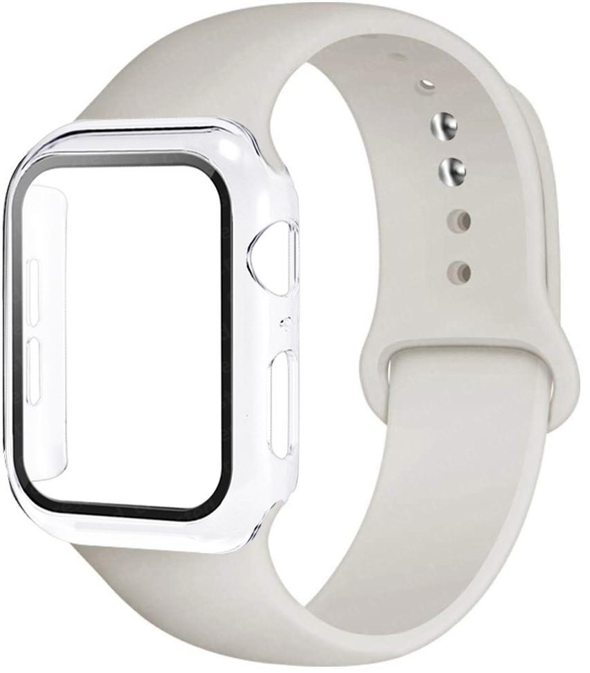 For Apple Watch Bands 46mm 44mm 41mm 40mm 45mm 42mm Silicone Correas Bracelet Iwatch Series 10 9 8 7 6 SE 3 11 Glass+Case+Strap