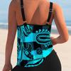 2024 Summer High Waist Bath Suit Women New Design Printing Bikini Set Sleeveless Monokini Trend Two-piece Set Tankini Bath Suit