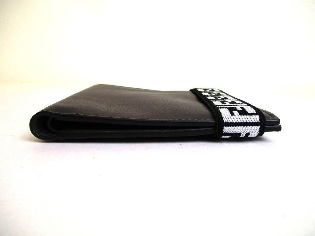 Authentic FENDI Gray Red Leather Bifold Bil Wallet Compact Wallet #b175  Certified - Refurbished