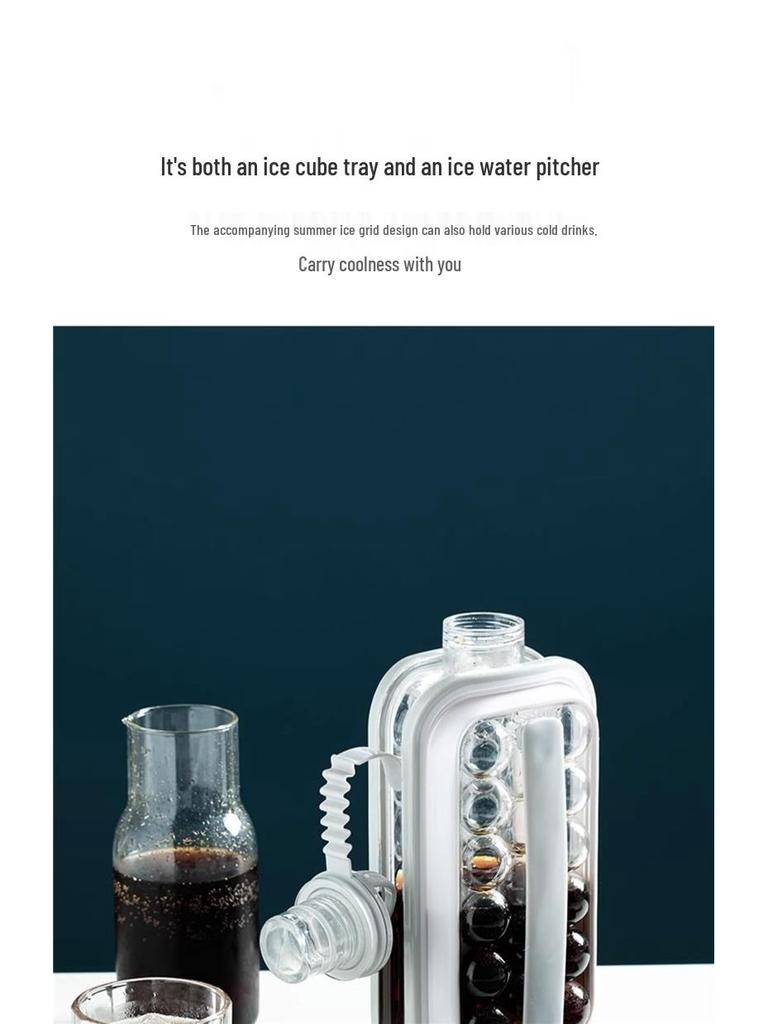 Ice Hockey Kettle: Dual Ice Cube Mold & Storage Box - Silicone Spherical Tray for Home Use