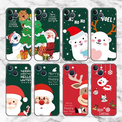 Etui Funda Snowman Christmas do Apple iPhone 14 11 13 12 Pro 7 XR X XS Max 8 Plus 6 6S 14Pro czarna miękka obudowa telefonu