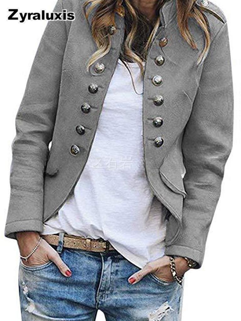 Veste blazer boutonnée pour femme pour l'automne-Hiver