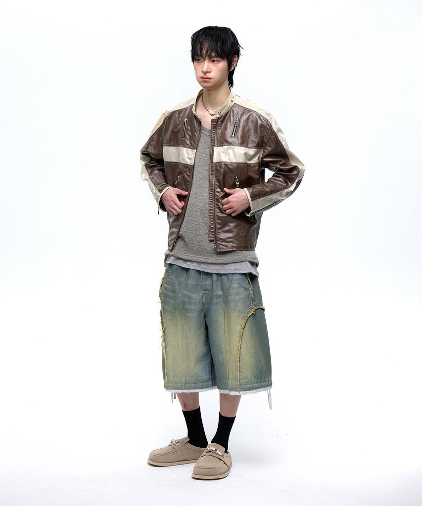 Aleseueseussi Incision Washing Denim Bermuda Pants - Light Denim