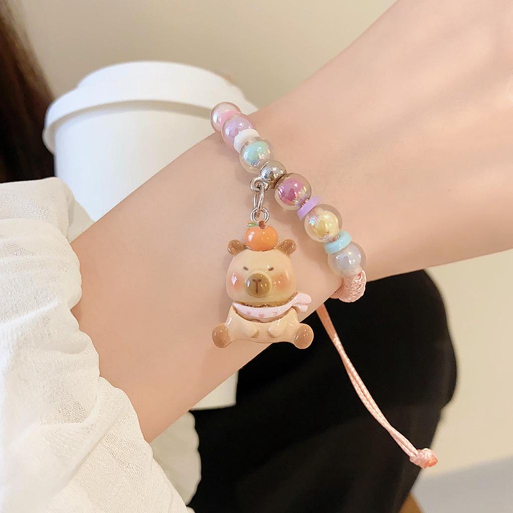 Særpreget Capybara-armbånd i resin Håndvevd snorarmbånd Motehåndleddsmykker for egen stil og gavegiving