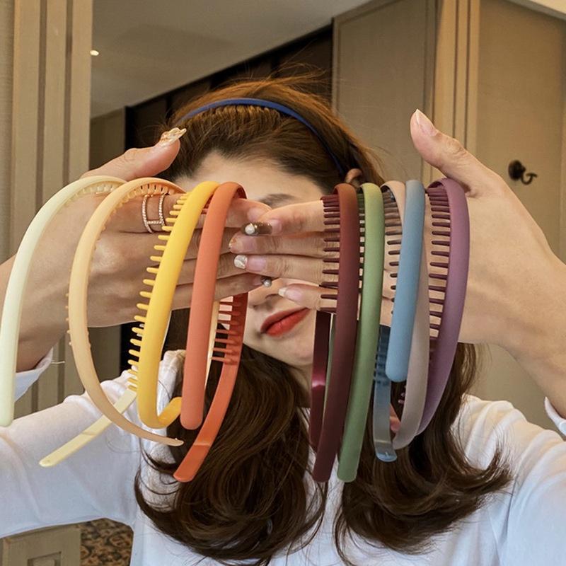Fashion Simple Hairband Women Morandi Color Hair Comb Belt Press Hair with Teeth Non-Slip Headband Girls Hair Accessories