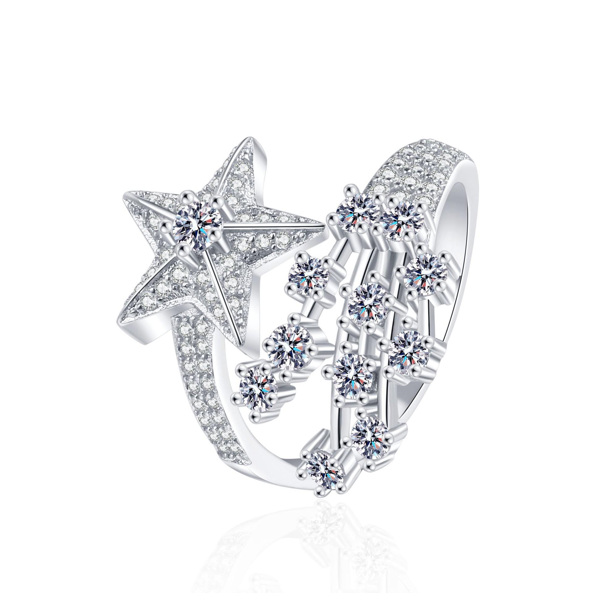 2026 Fashion Light Luxury, Full Diamond Meteor Ring Women, Galaxy Interstellar Jewelry Accessory Earrings Resizable