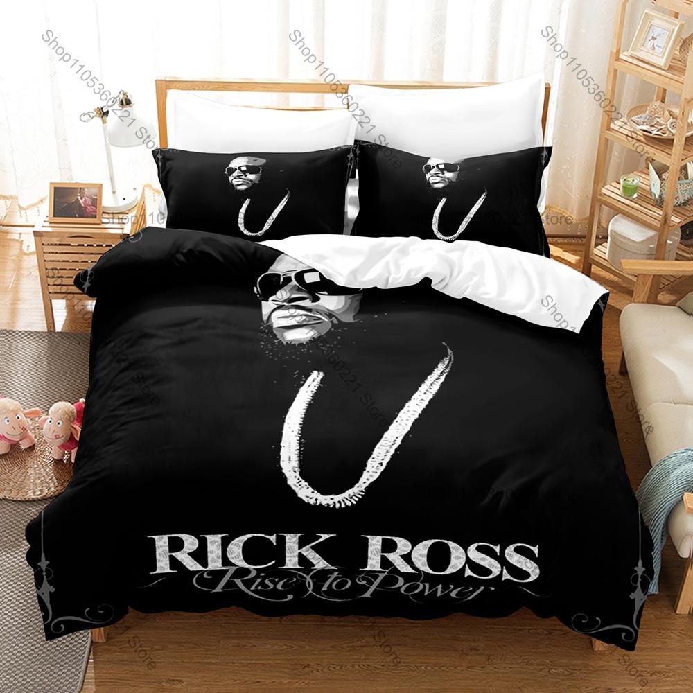 Famous Rapper Rick Ross Duvet Cover + 2 Pillowcases, Stylish Printed Bedding for Home & Dorm